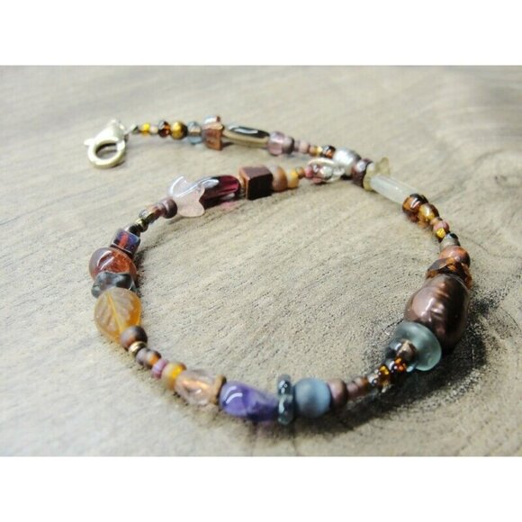 925 Sterling Silver Bracelet Multi Colored Natural Stones - Picture 3 of 6